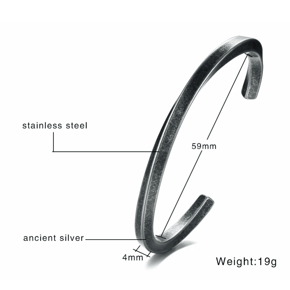 SleekTwist - Men's Small Wrist Twisted C Bangle with Mobius Bracelet