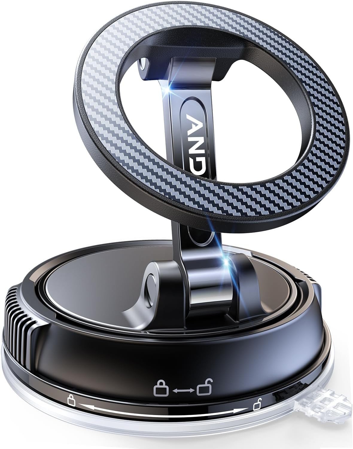 Andery MagSafe Car Phone Holder [78+ LBS Suction & 2400gf Magnetic] 360° Adjustable Mount for iPhone 16/15/14/13/12, Carbon Fiber